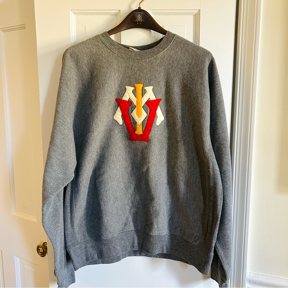 Vintage MV Sport Gray Crewneck Sweatshirt with Embroidered VMI Logo Size Medium